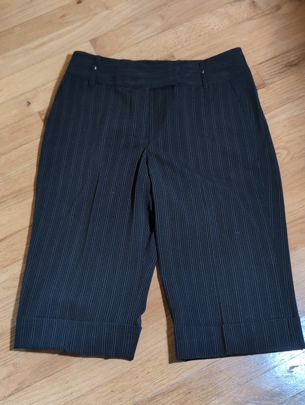 Larry Levine Black Pinstripe Bermuda Shorts